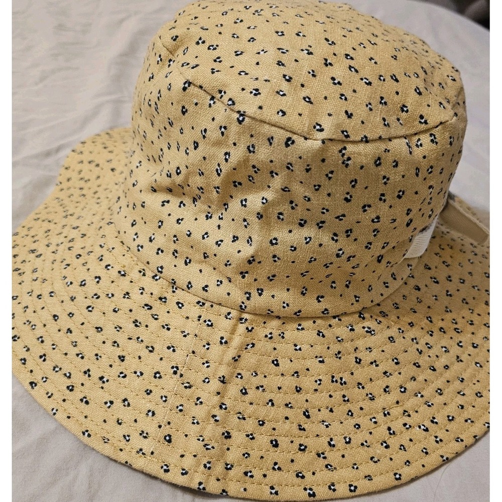 Madewell Cotton-Linen Packable Sunhat in Yellow Cheetah